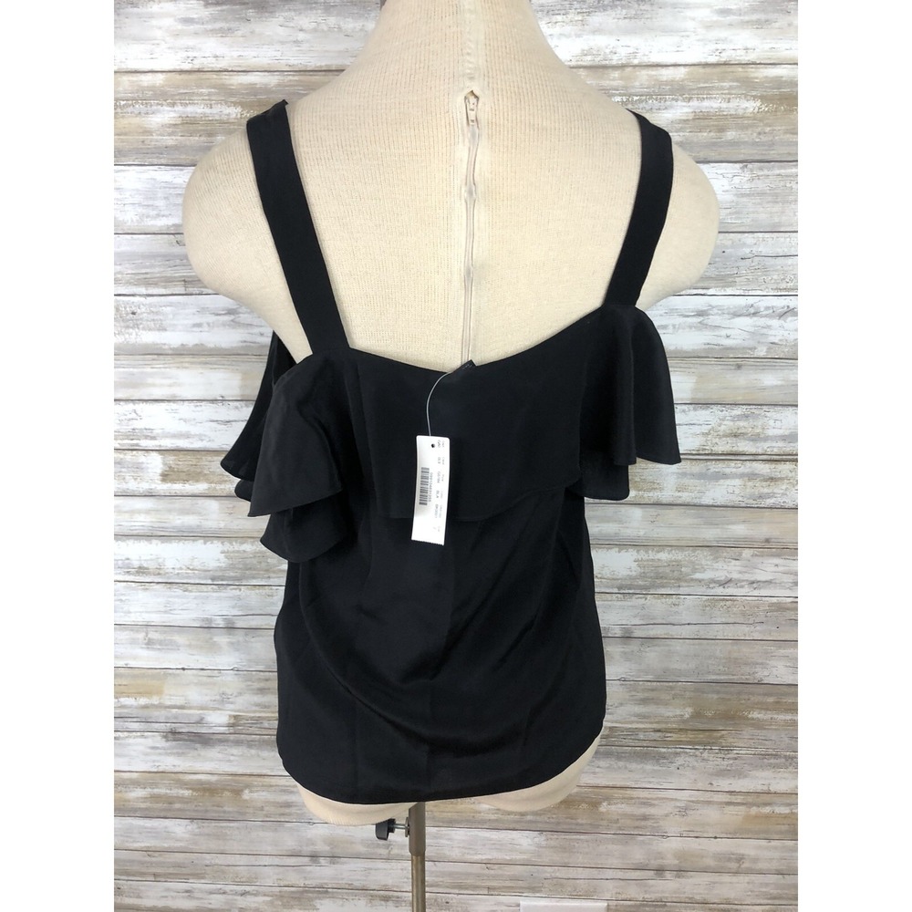 JCREW Top Cold-shoulder Size 2 Black G5184 - Picture 4 of 5